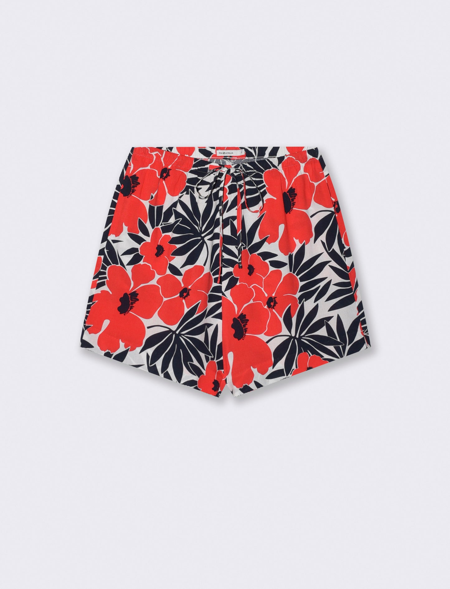 Printed fabric shorts with gathered waist - 