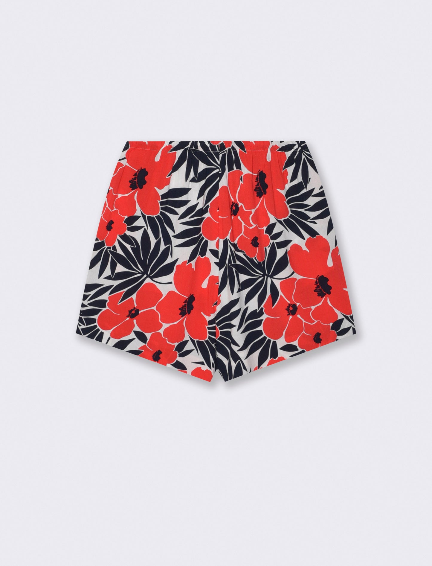 Printed fabric shorts with gathered waist - 