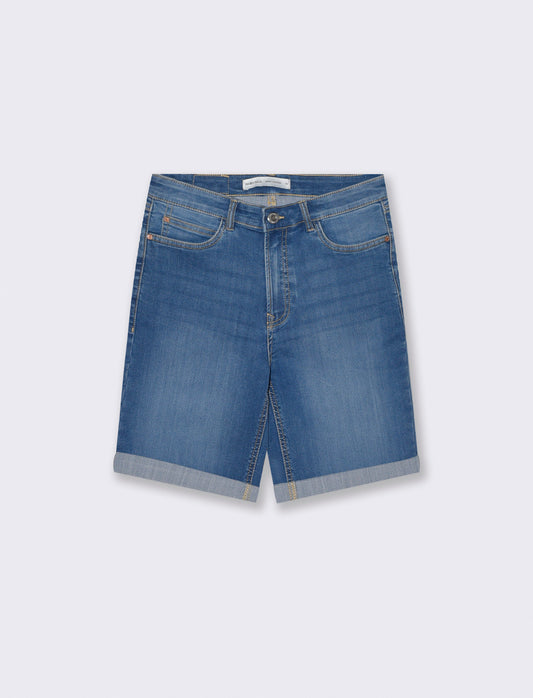 Bermuda Denim Skinny con Taglio Vivo - Denim
