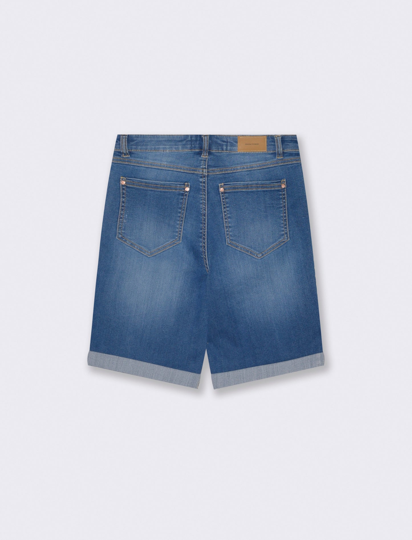 Bermuda Denim Skinny con Taglio Vivo - Denim