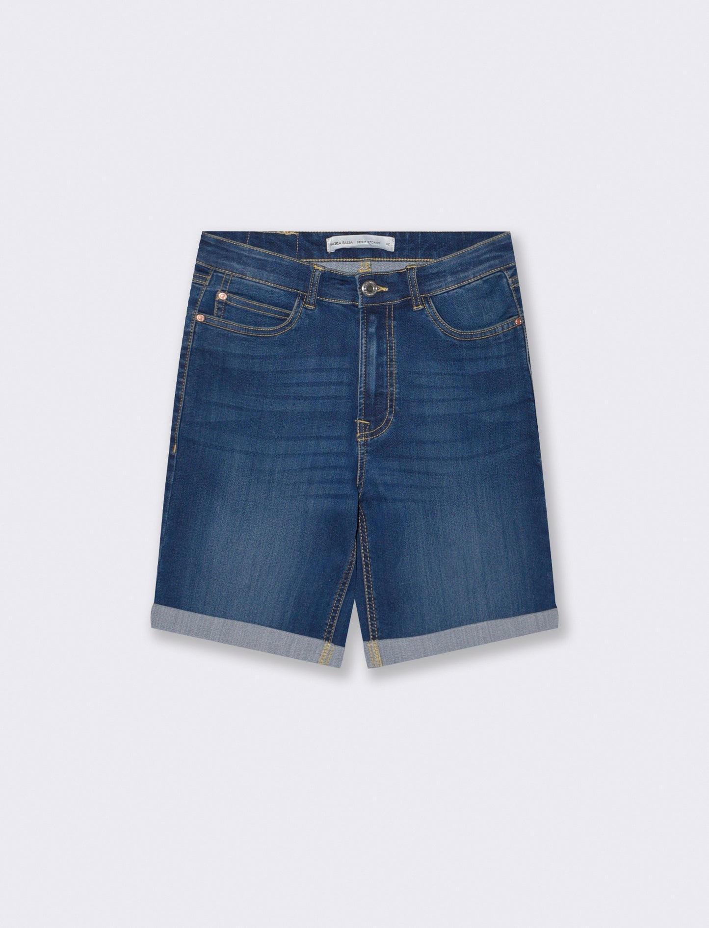 Bermuda Denim Skinny con Taglio Vivo - DENIM SCURO