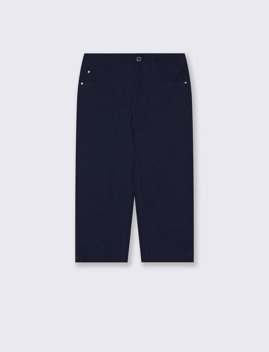 Pantaloni Capri Slim in Tessuto Elasticizzato - Blu