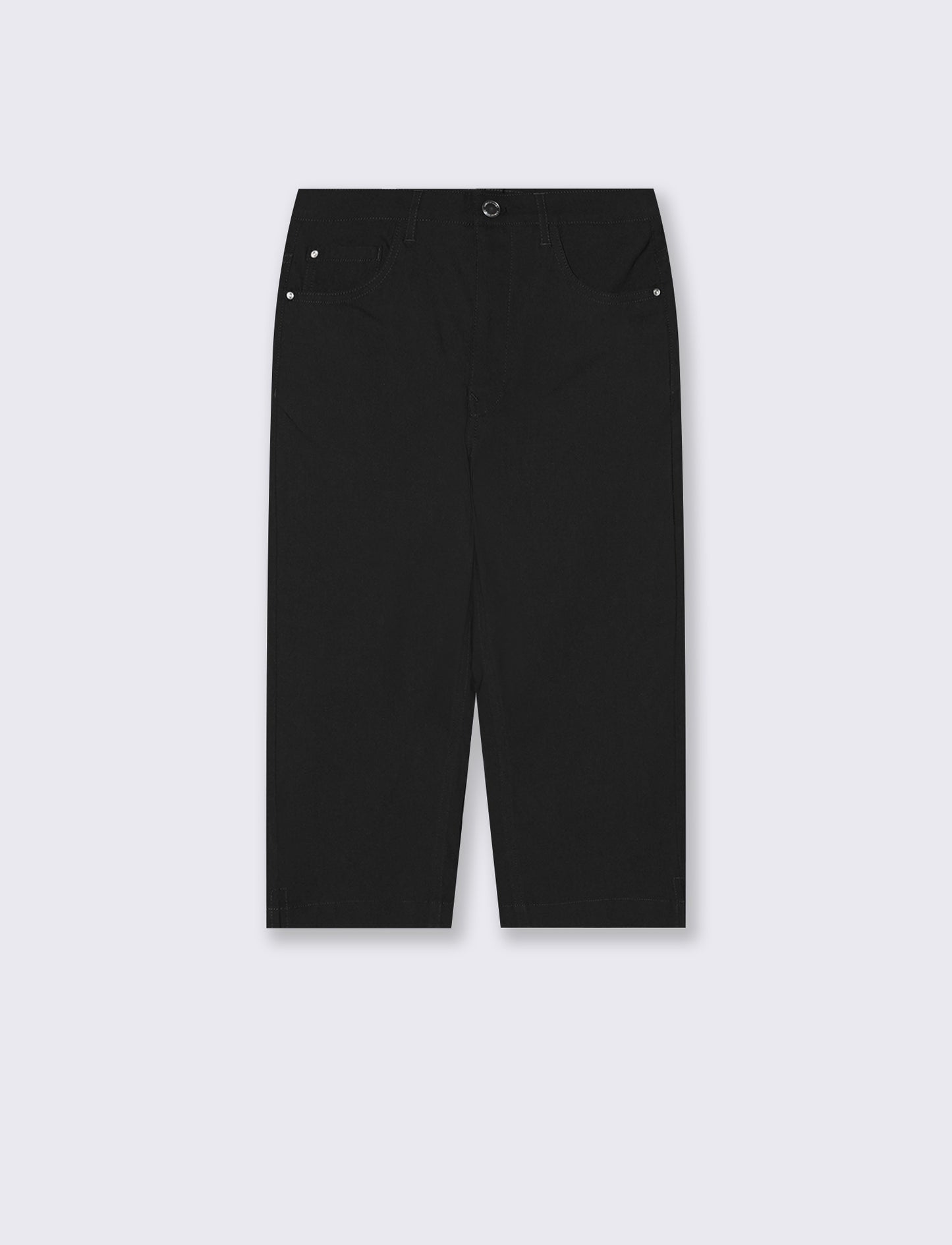 Pantaloni Capri Slim in Tessuto Elasticizzato - Nero