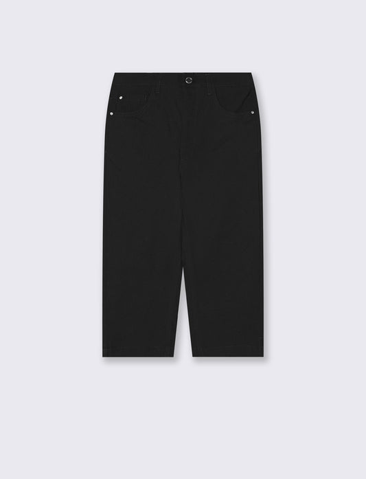 Pantaloni Capri Slim in Tessuto Elasticizzato - Nero