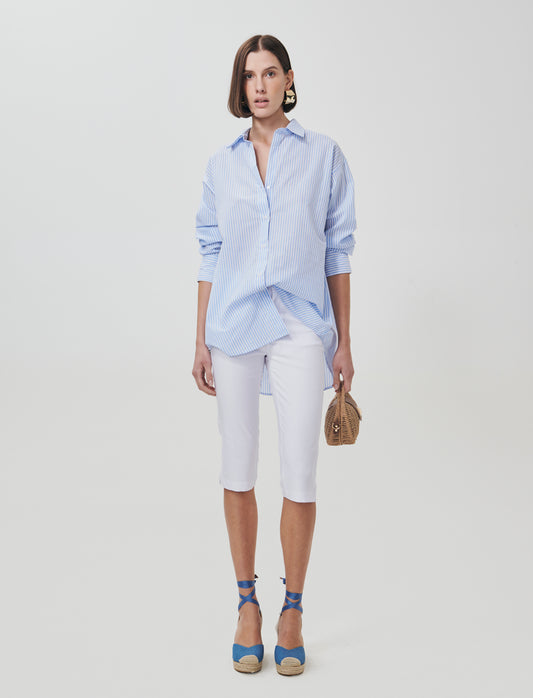 Pantaloni Capri Slim in Tessuto Elasticizzato - Bianco