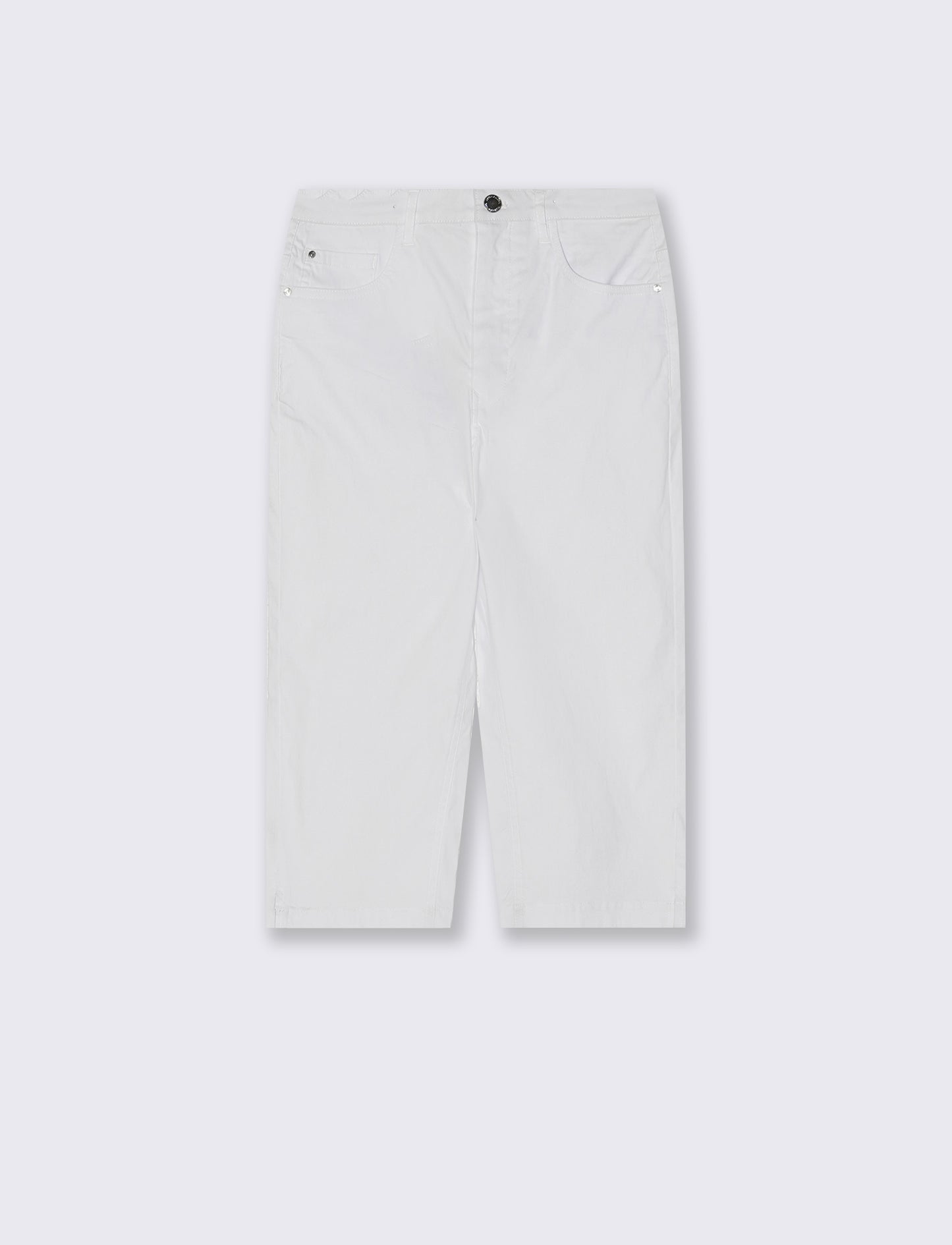 Pantaloni Capri Slim in Tessuto Elasticizzato - Bianco