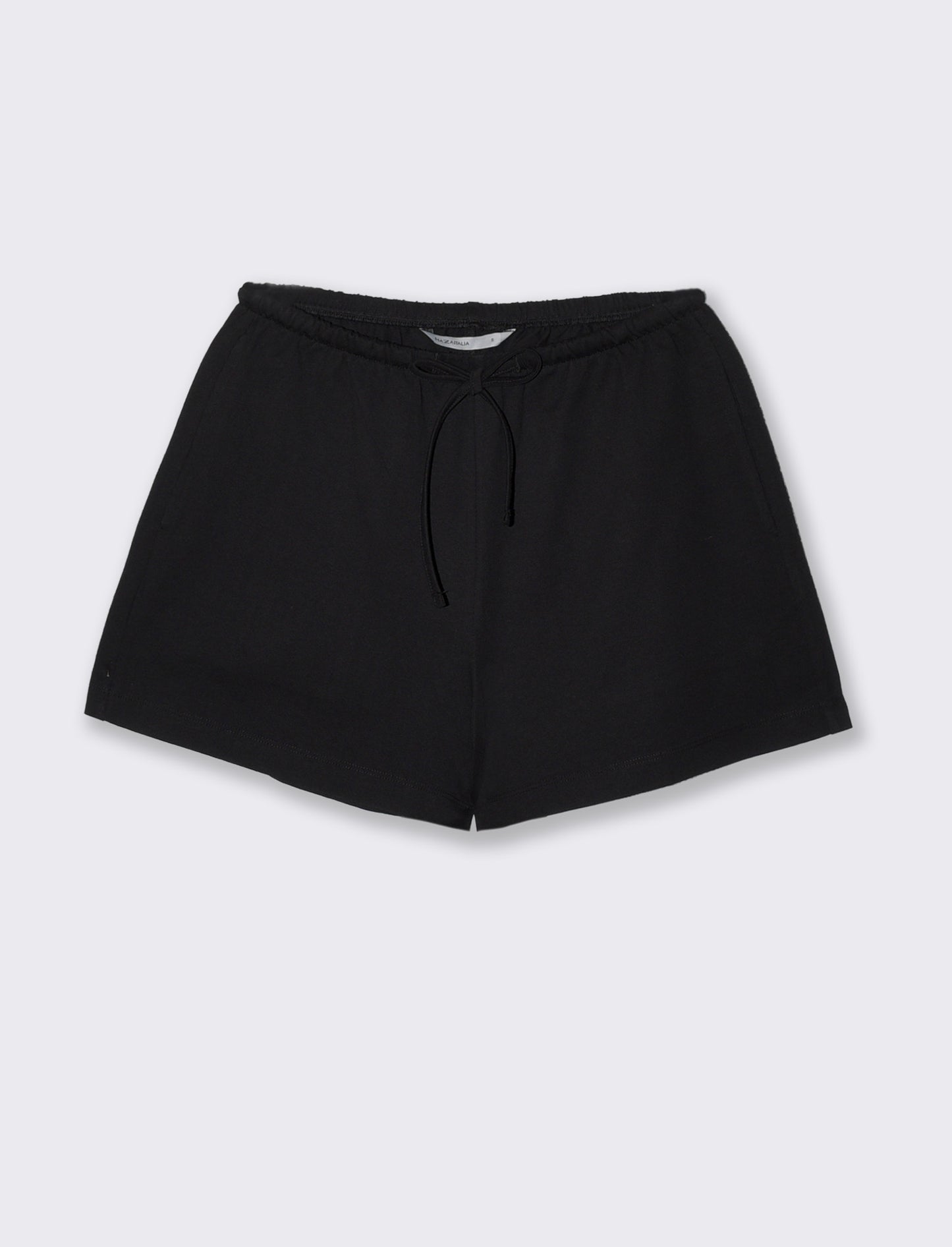 Short in cotone con coulisse e tasche - Nero