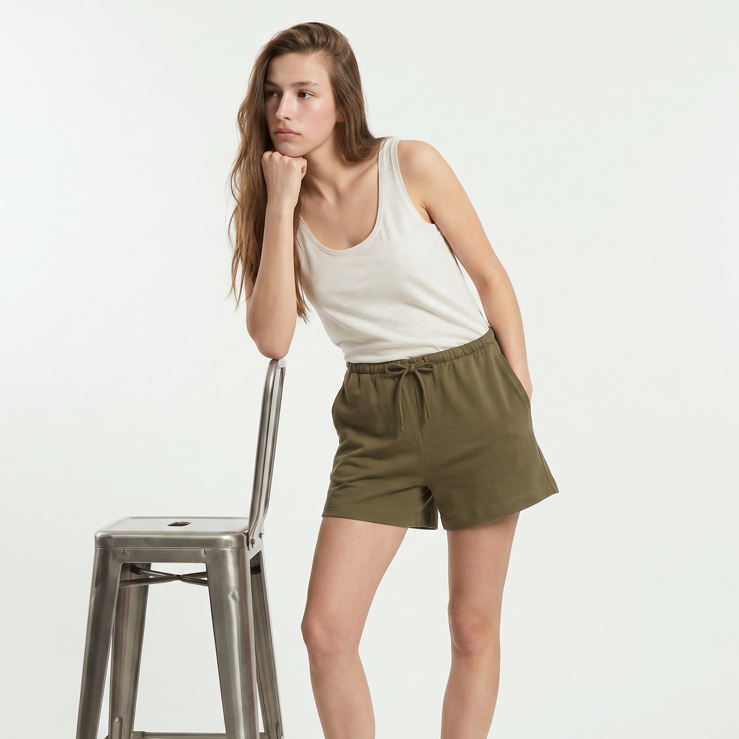 Short in cotone con coulisse e tasche - Kaky 1
