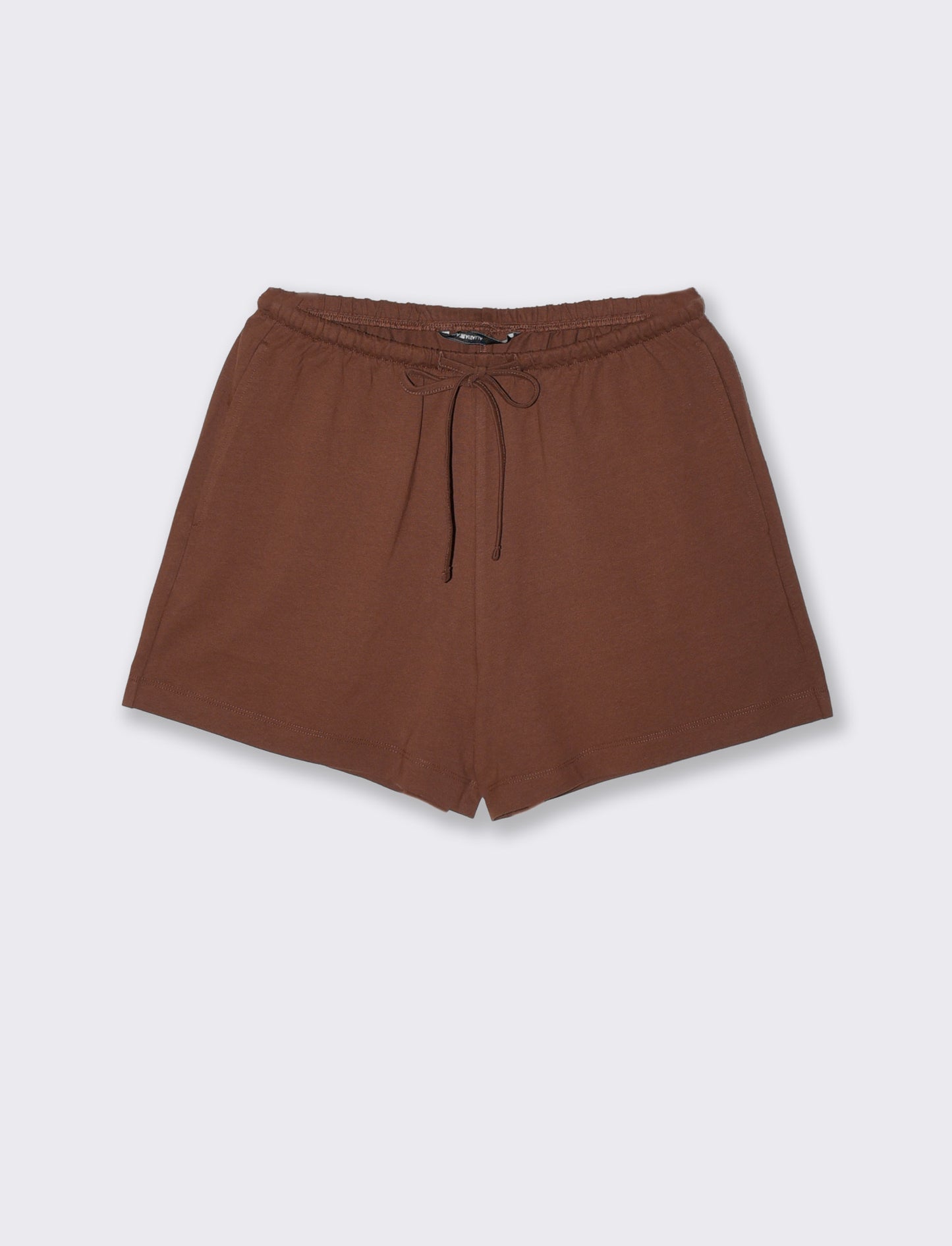 Short in cotone con coulisse e tasche - Marrone cioccolato