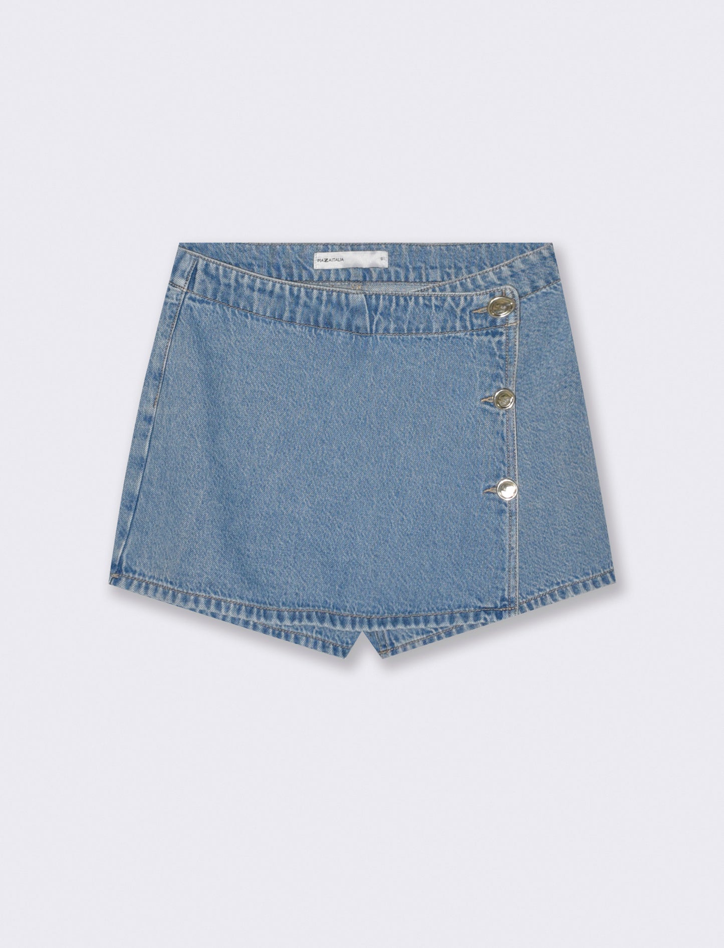 Short in cotone asimmetrico con tasche - Denim