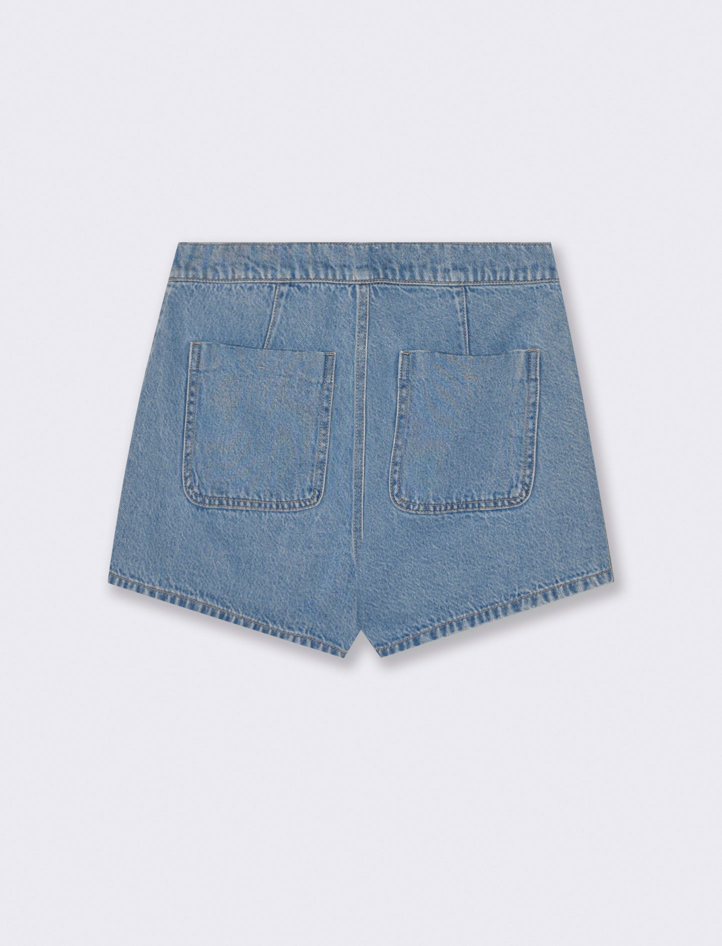Short in cotone asimmetrico con tasche - Denim