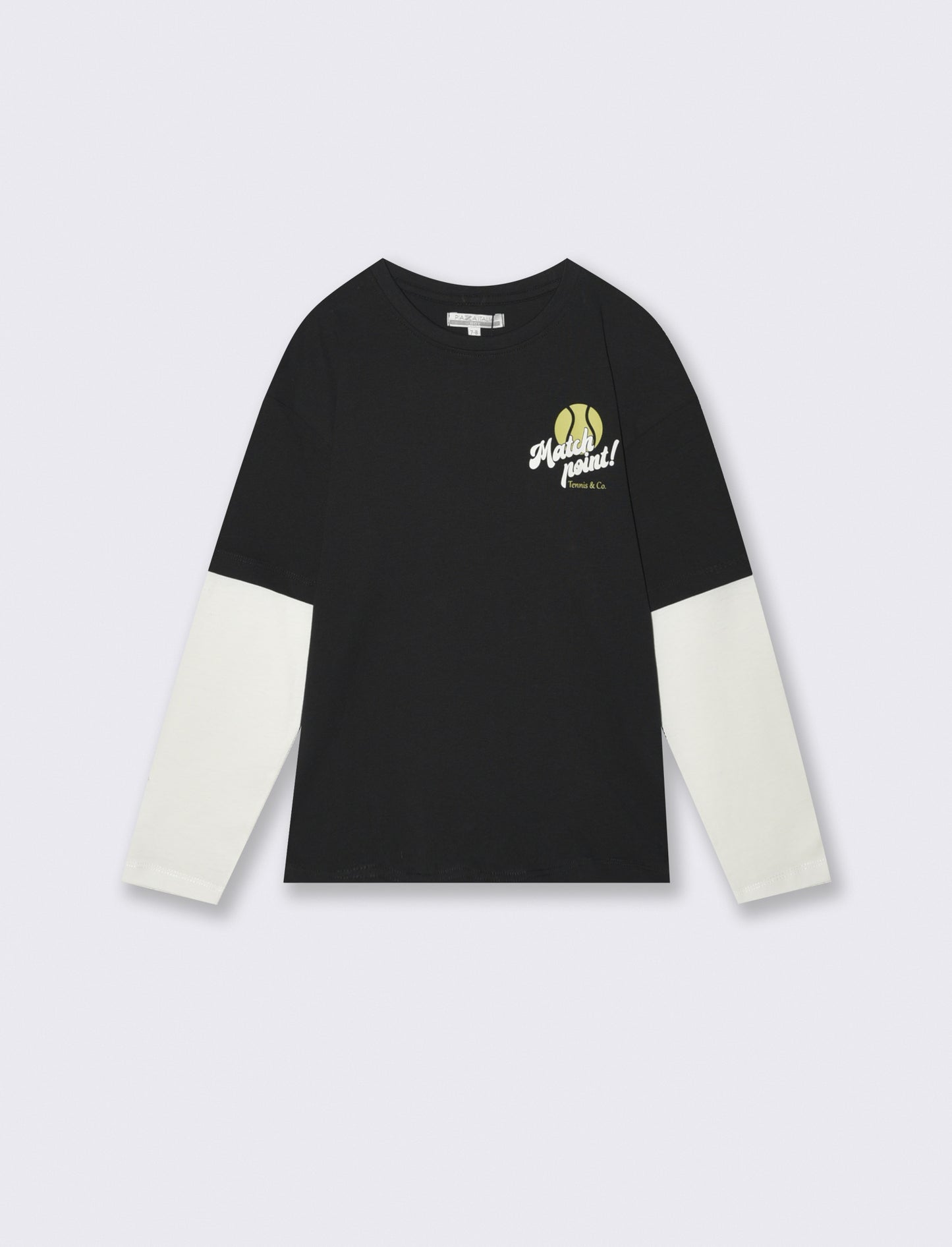 T-shirt sporty doppia manica retrò - Nero