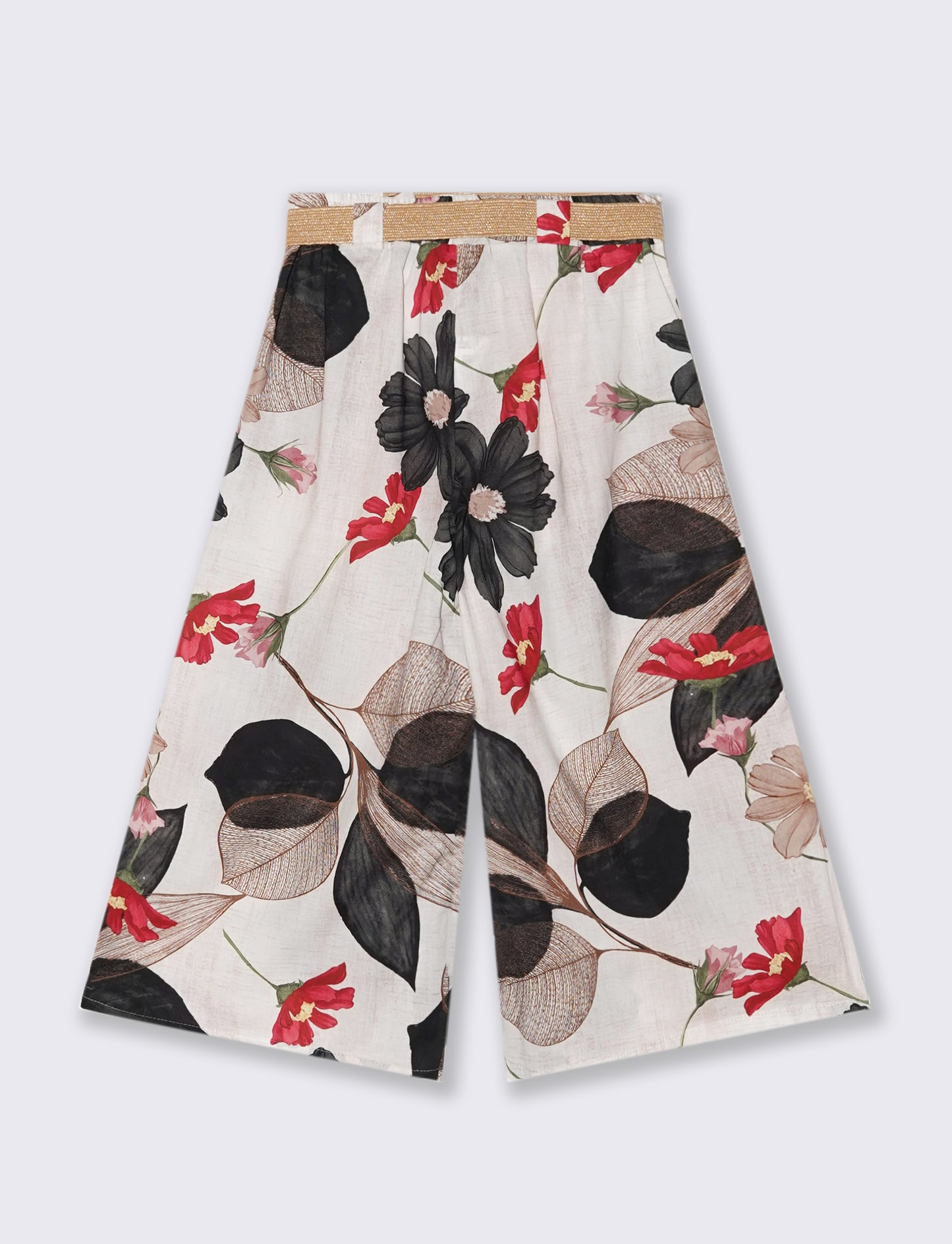 Pantalone in cotone stampato con cintura - var 1