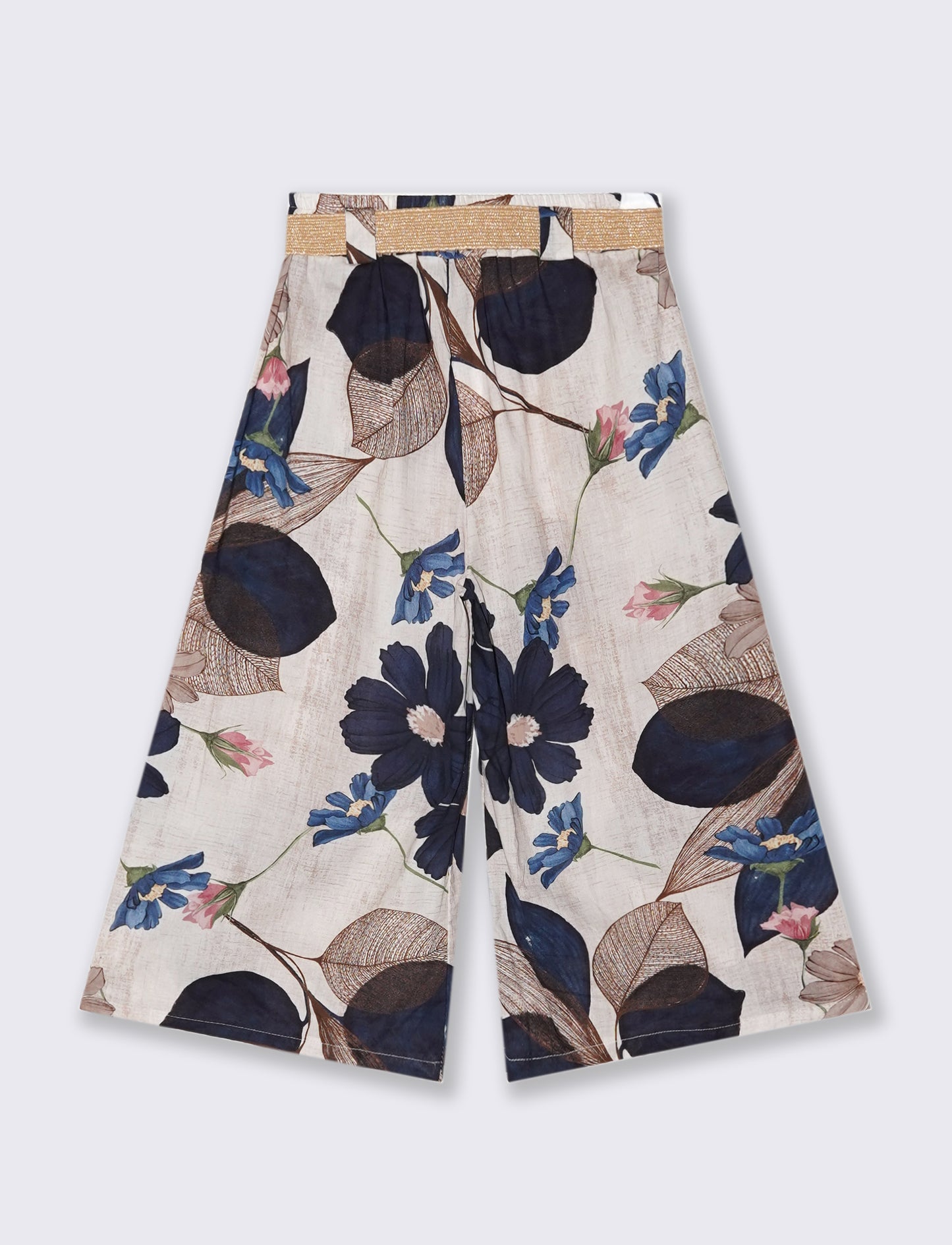 Pantalone in cotone stampato con cintura - var 2
