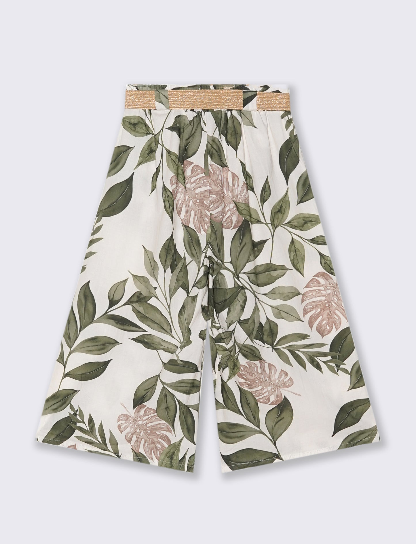 Pantalone in cotone stampato con cintura - var 3