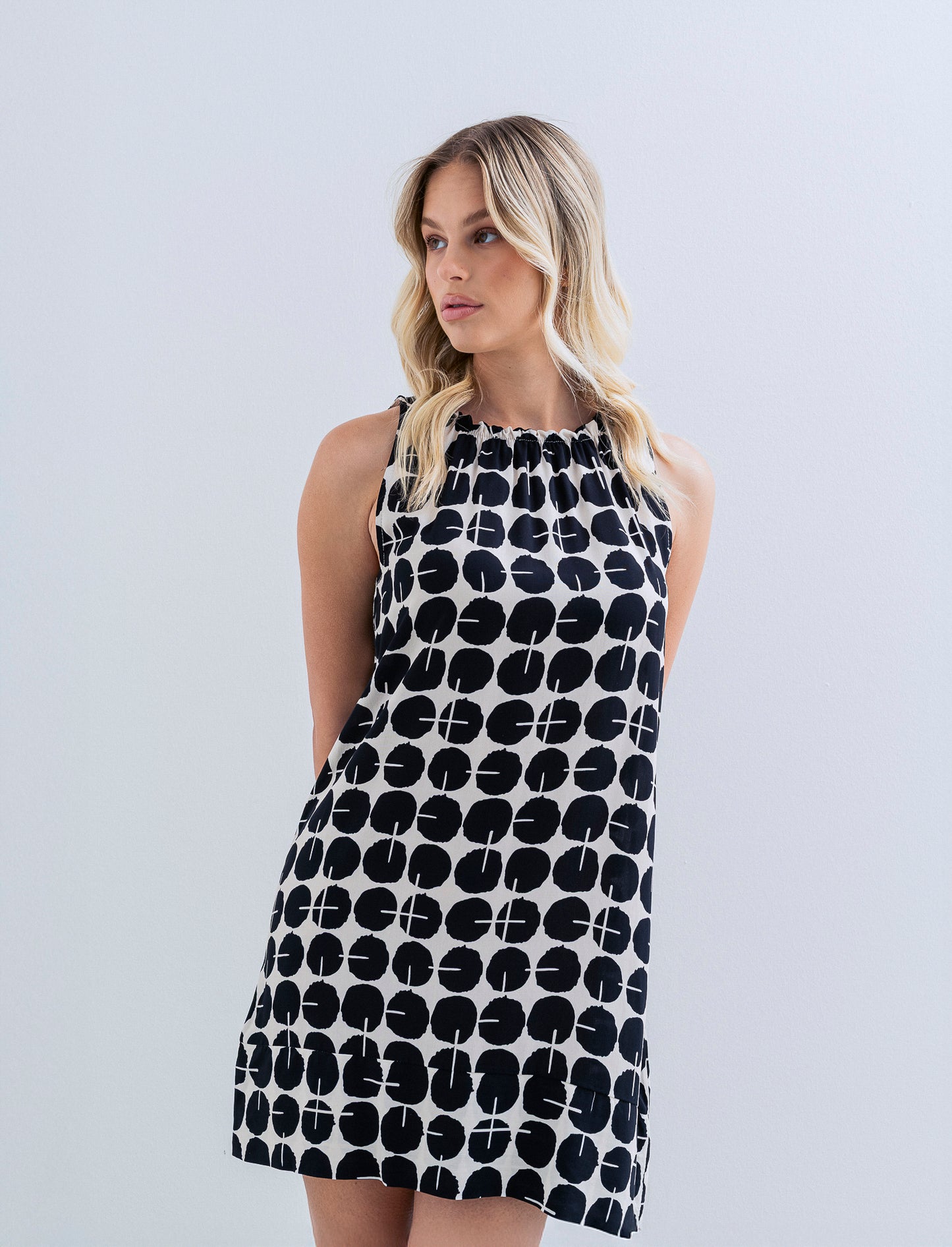 Vestito in viscosa stampato - Nero