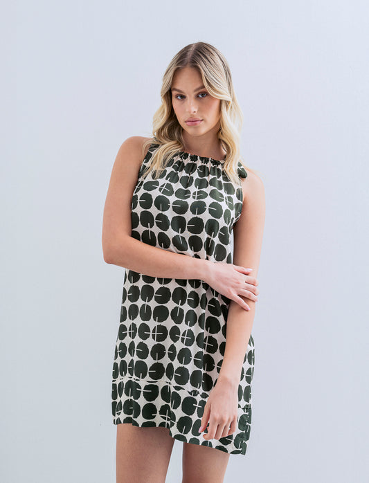 Vestito in viscosa stampato - Verde militare