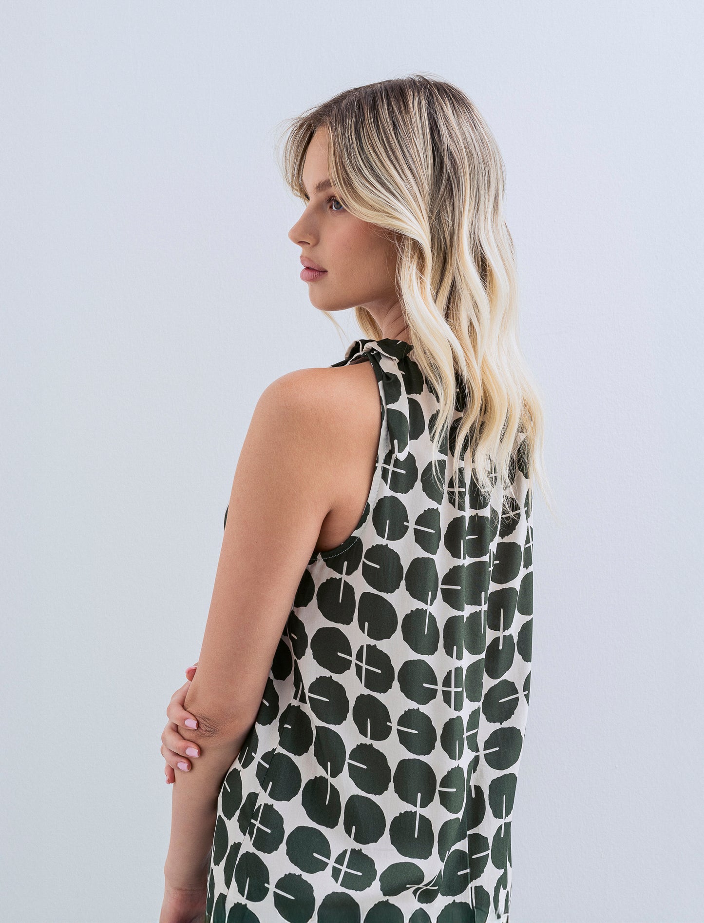 Vestito in viscosa stampato - Verde militare