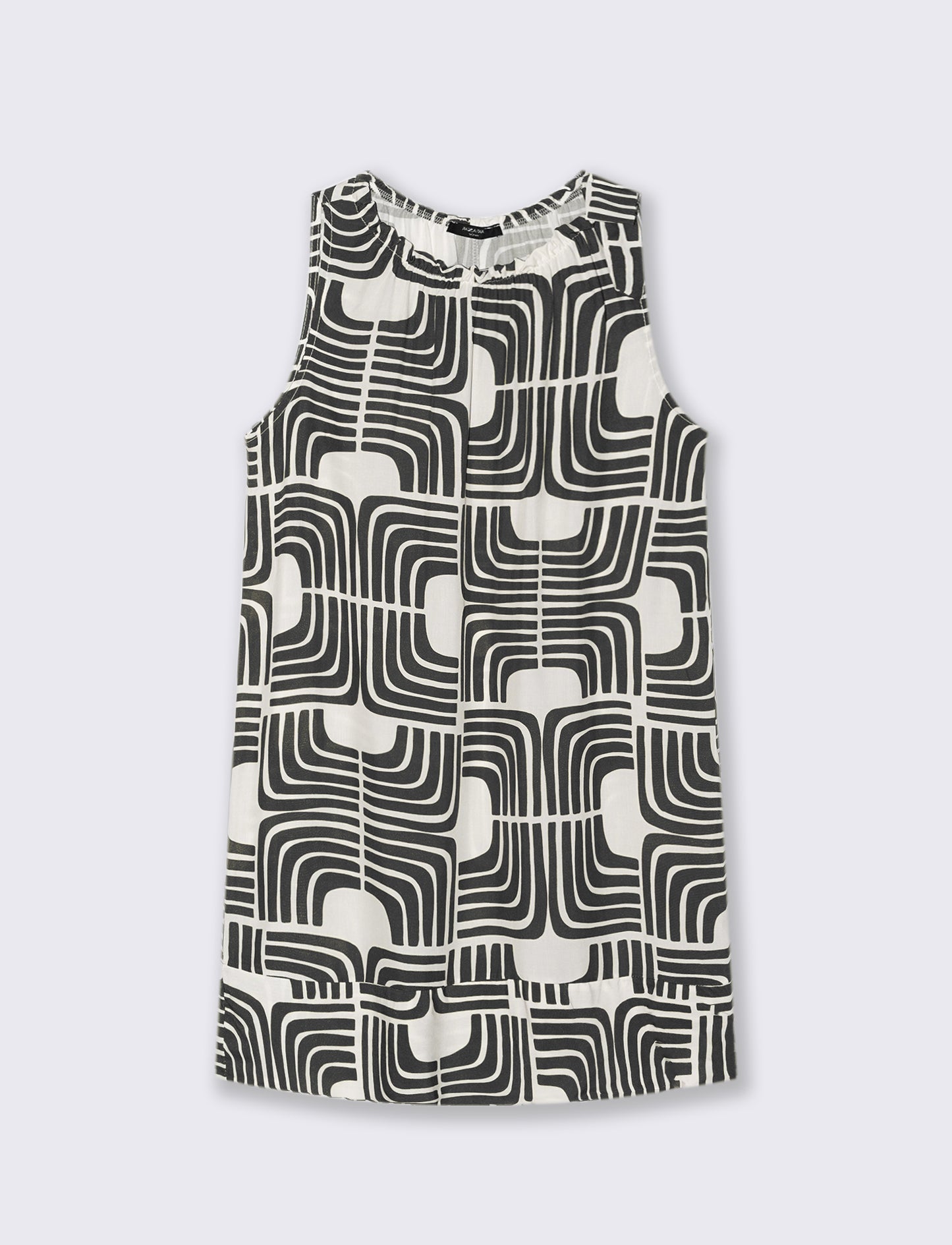 Vestito in viscosa stampato con arriccio - Nero