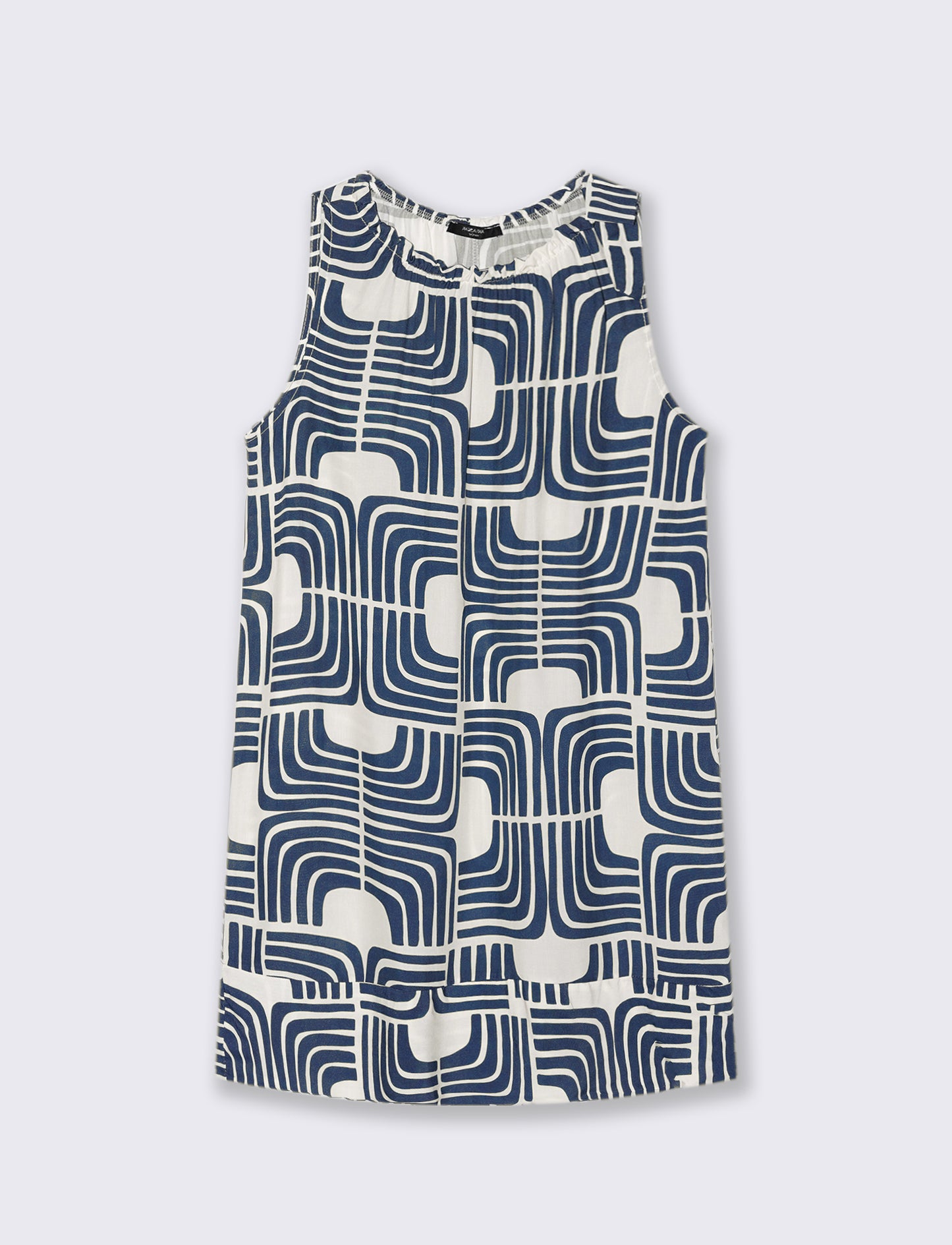 Vestito in viscosa stampato con arriccio - Blu