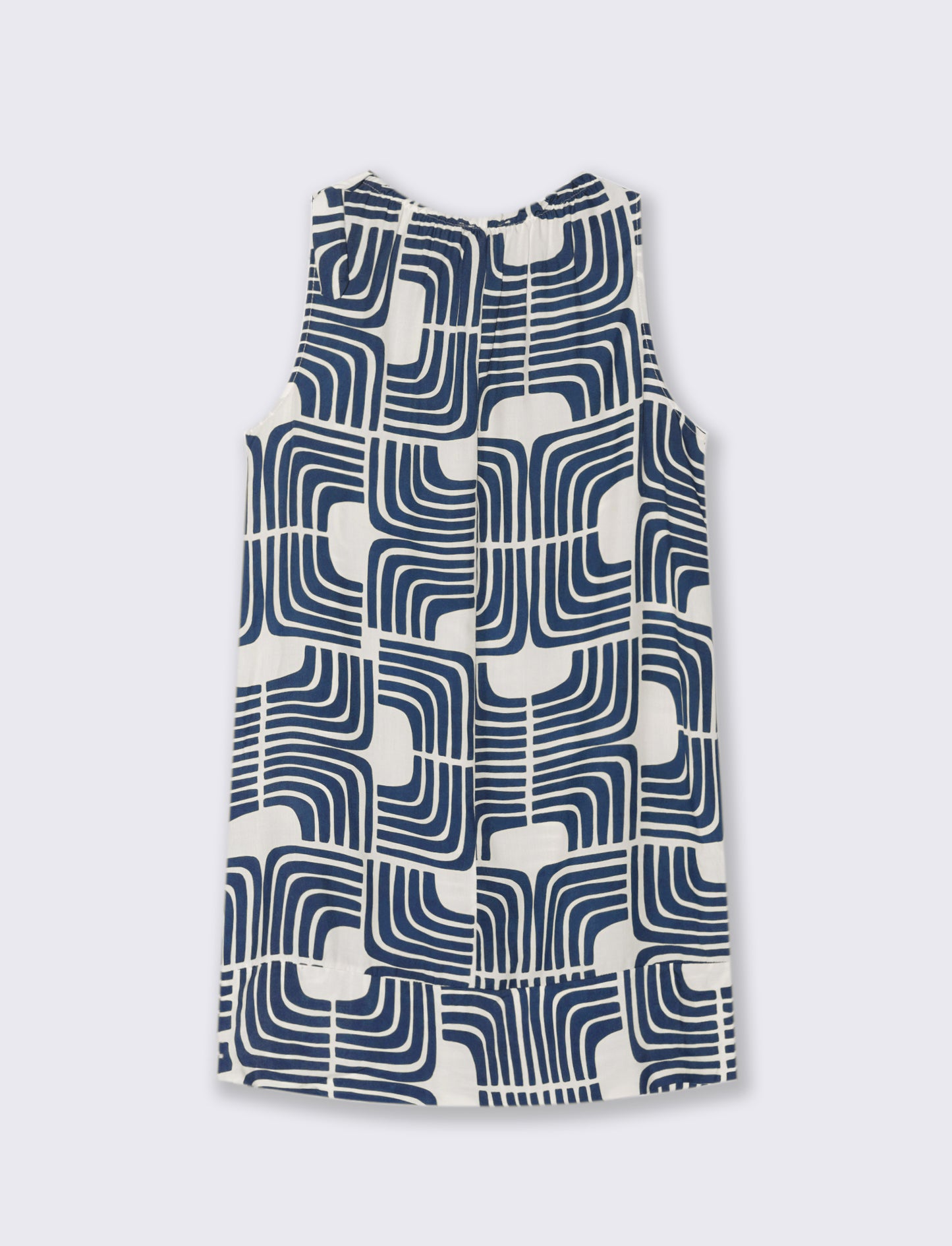 Vestito in viscosa stampato con arriccio - Blu
