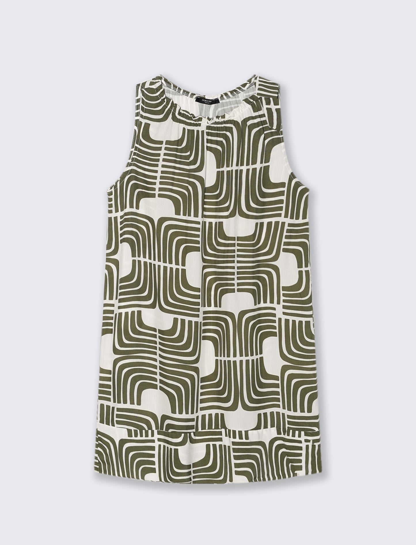Vestito in viscosa stampato con arriccio - Verde militare