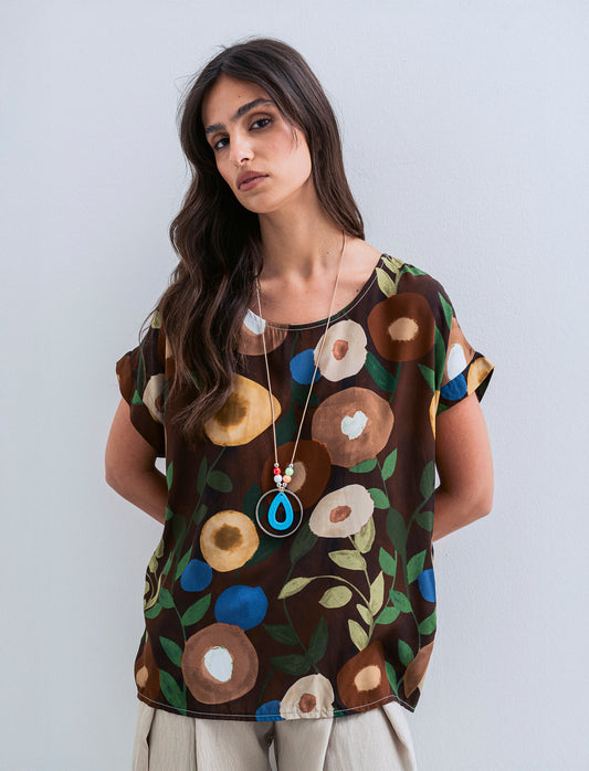 Casacca stampata con collana - Moro