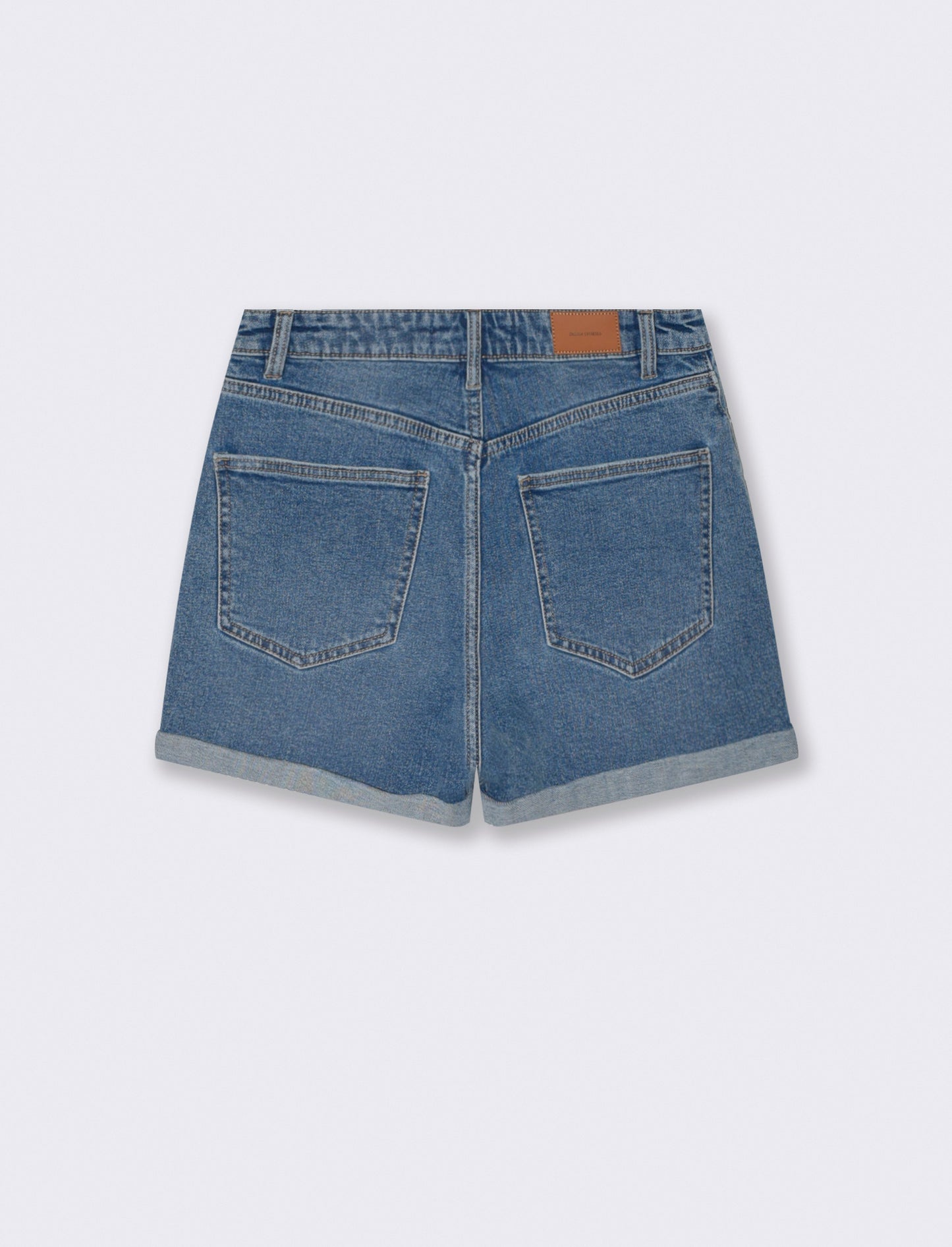 Short vita con bottoni e risvolto - Denim