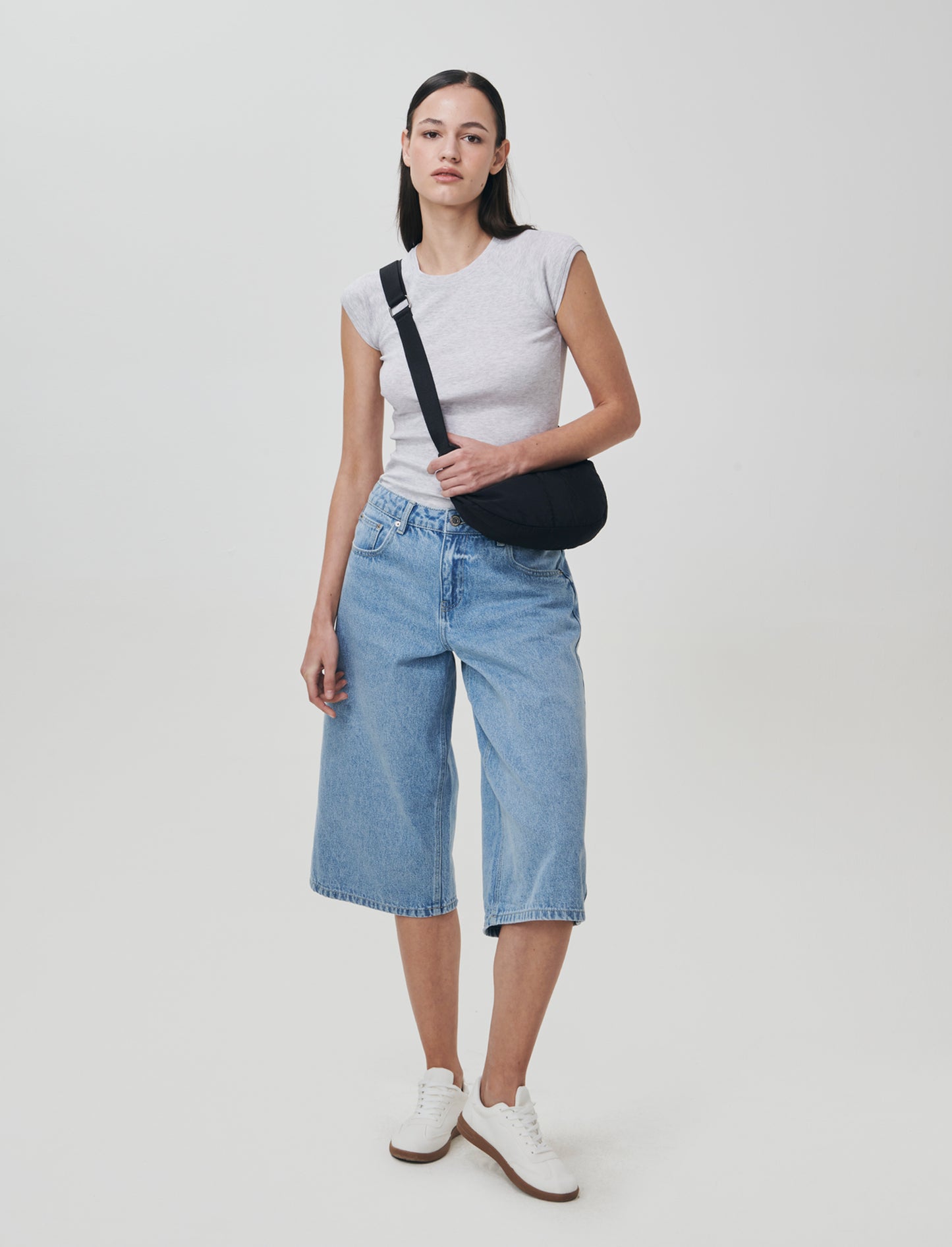 Bermuda Baggy in Denim con Tasche Retro - Denim chiaro