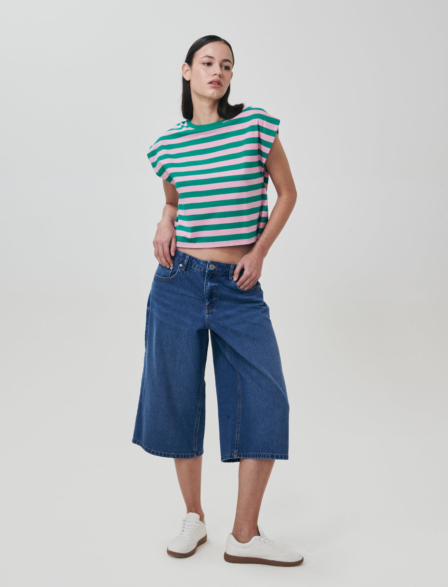 Bermuda Baggy in Denim con Tasche Retro - Denim