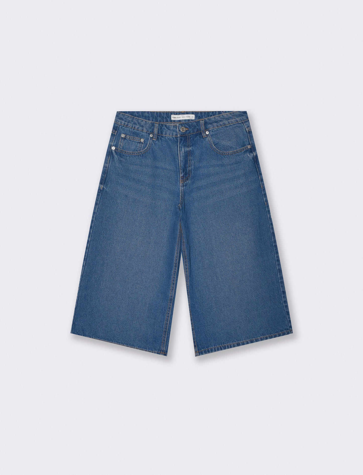 Bermuda Baggy in Denim con Tasche Retro - Denim