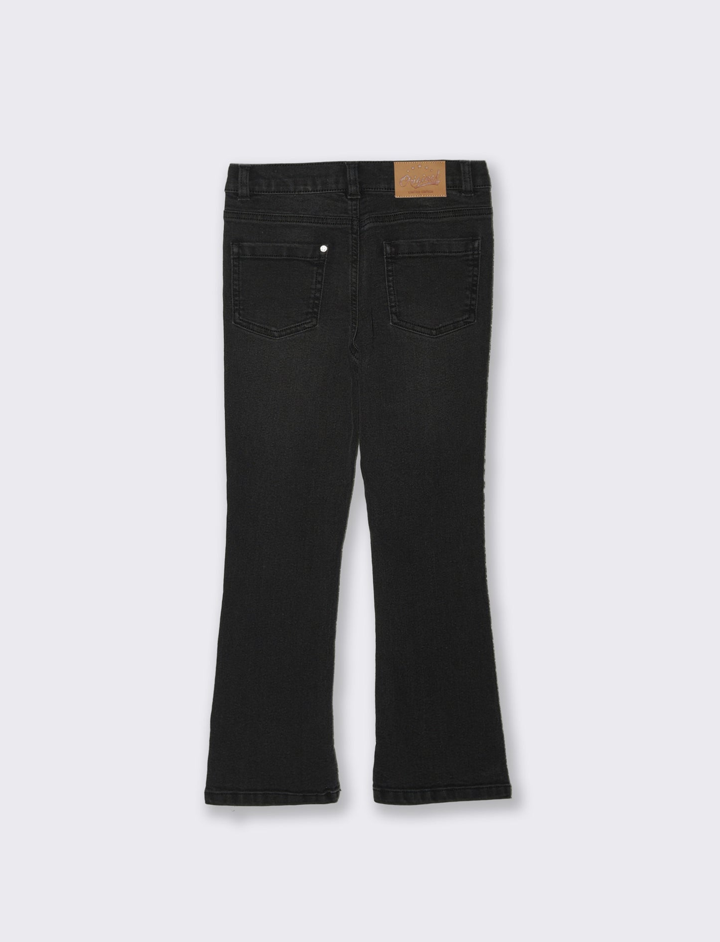 Jeans flare fit elastico per bambina - Nero