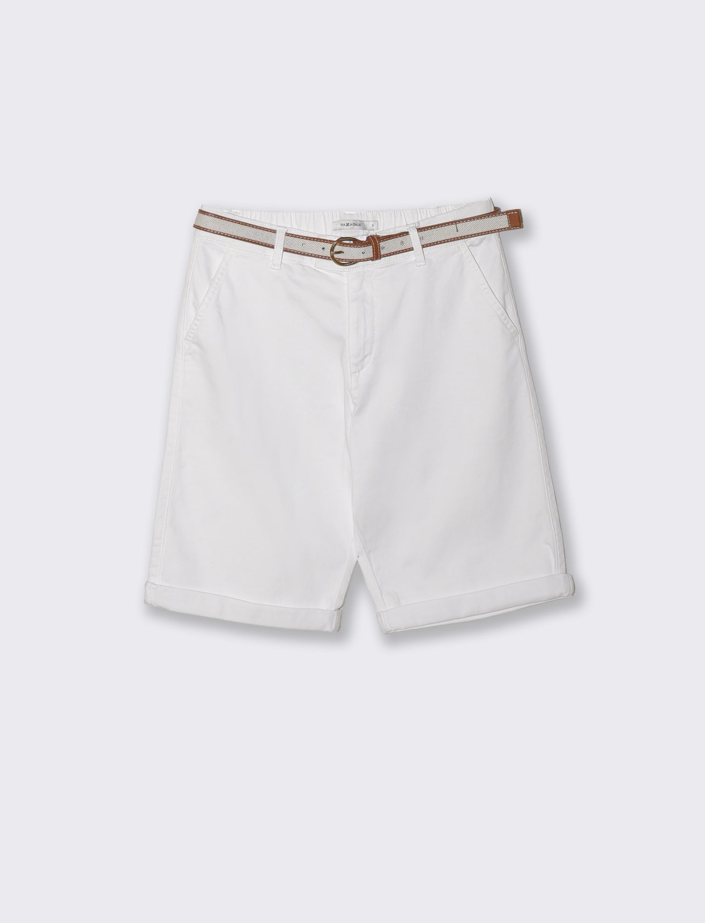 Bermuda con Cintura e Risvolto - Bianco