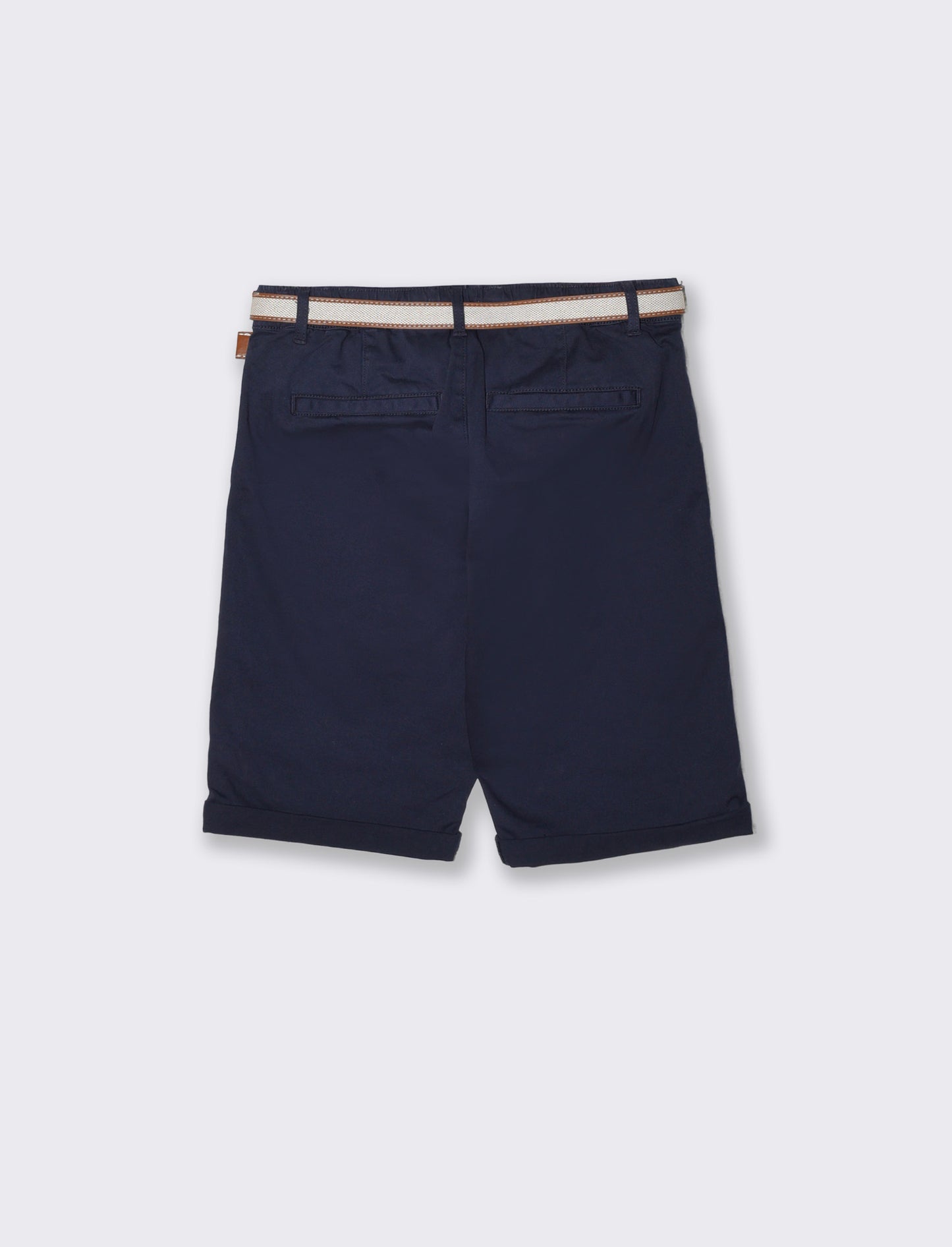 Bermuda con Cintura e Risvolto - Blu