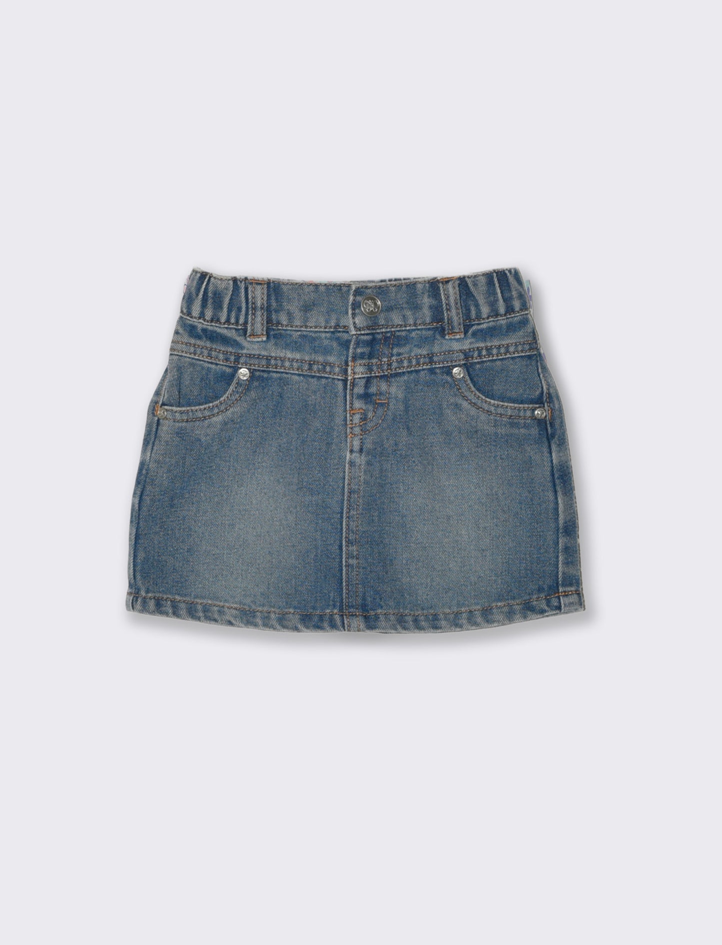 Gonna di jeans basica con tasche quotidiane - Denim