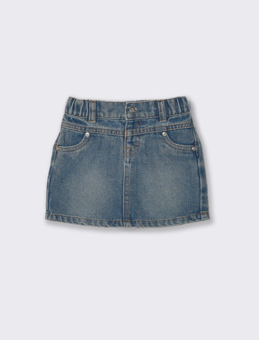 Gonna di jeans basica con tasche quotidiane - Denim