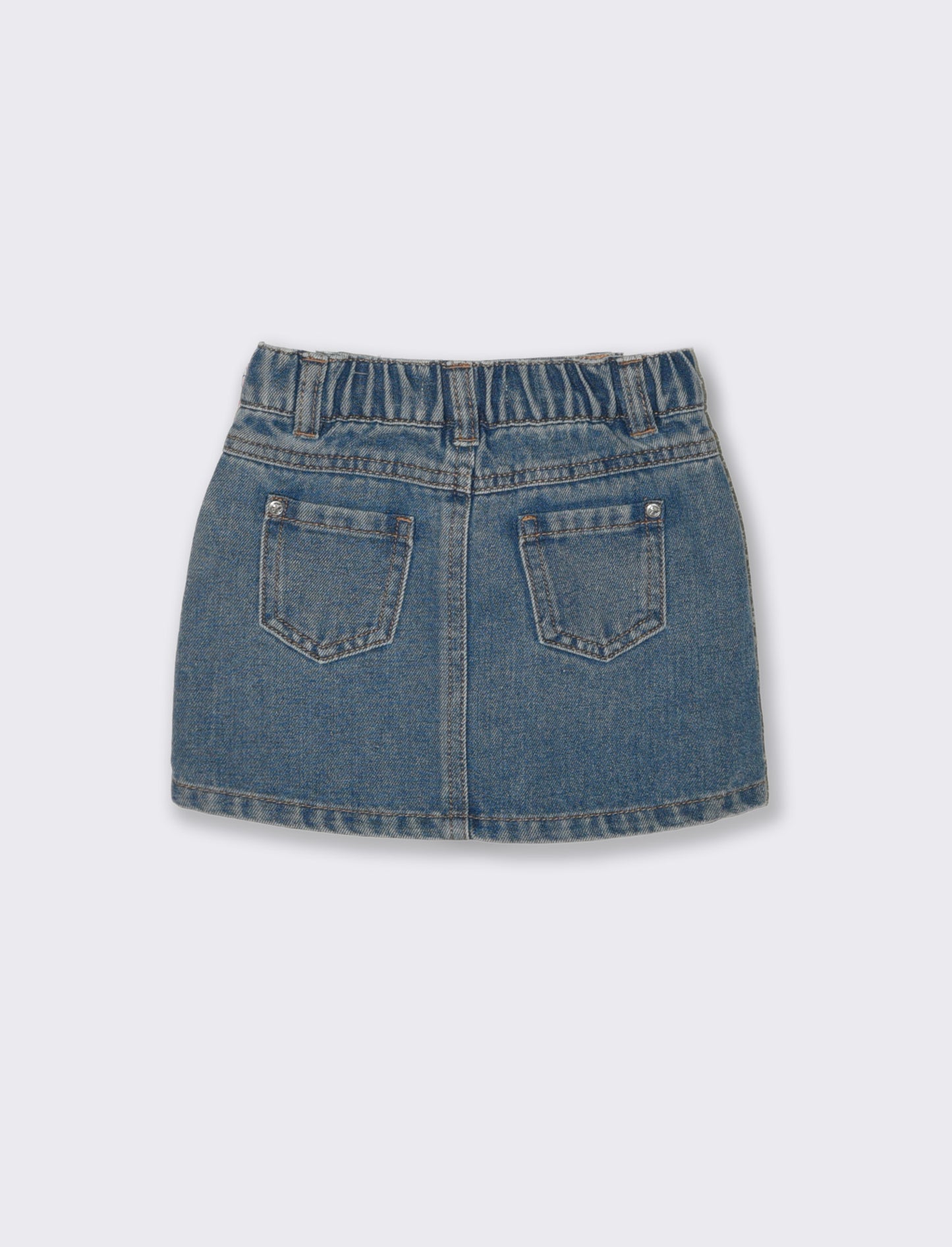 Gonna di jeans basica con tasche quotidiane - Denim
