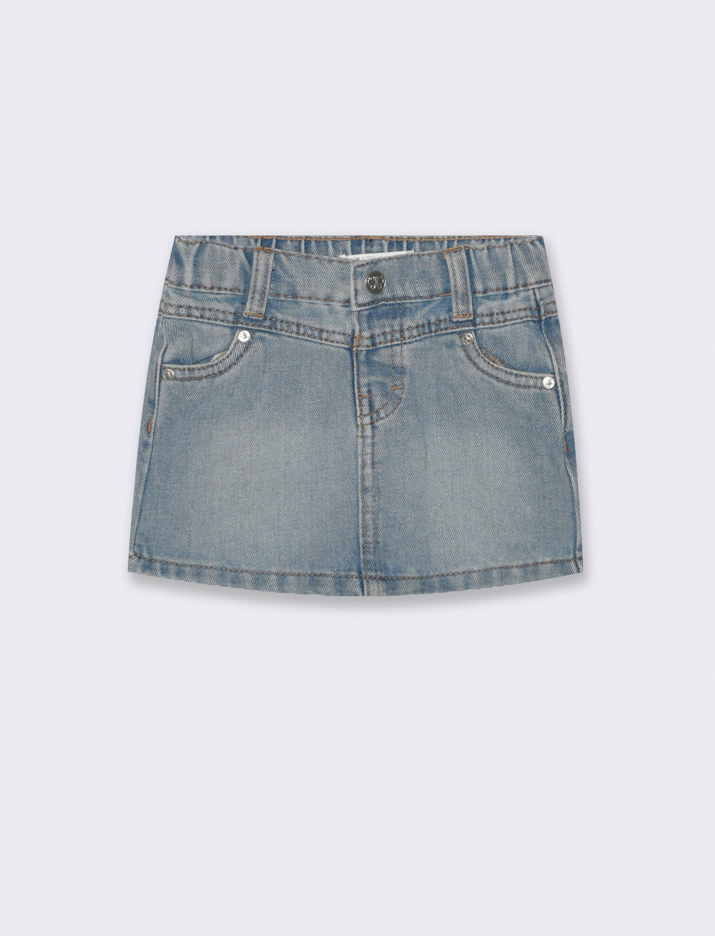 Gonna di jeans basica con tasche quotidiane - Denim chiaro