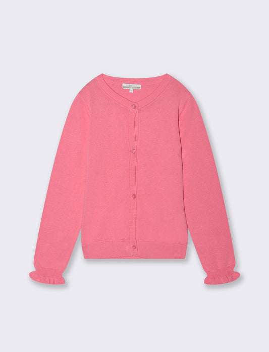 Cardigan girocollo in cotone per bambina - Rosa big bubble