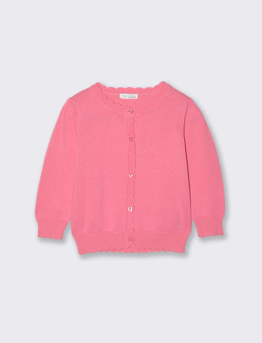 Cardigan basico con bottoni frontali - Rosa big bubble