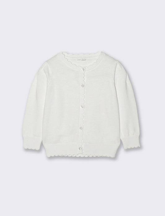 Cardigan basico con bottoni frontali - Bianco