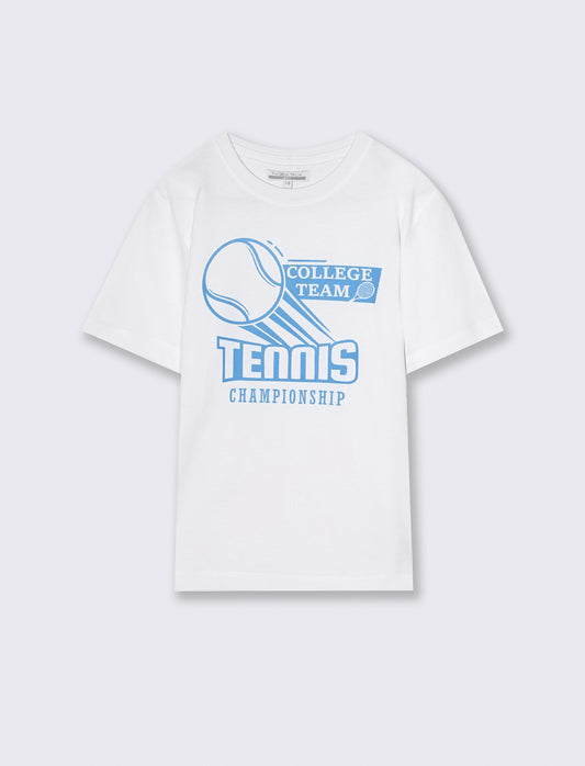Summer cotton jersey T-shirt with print - White