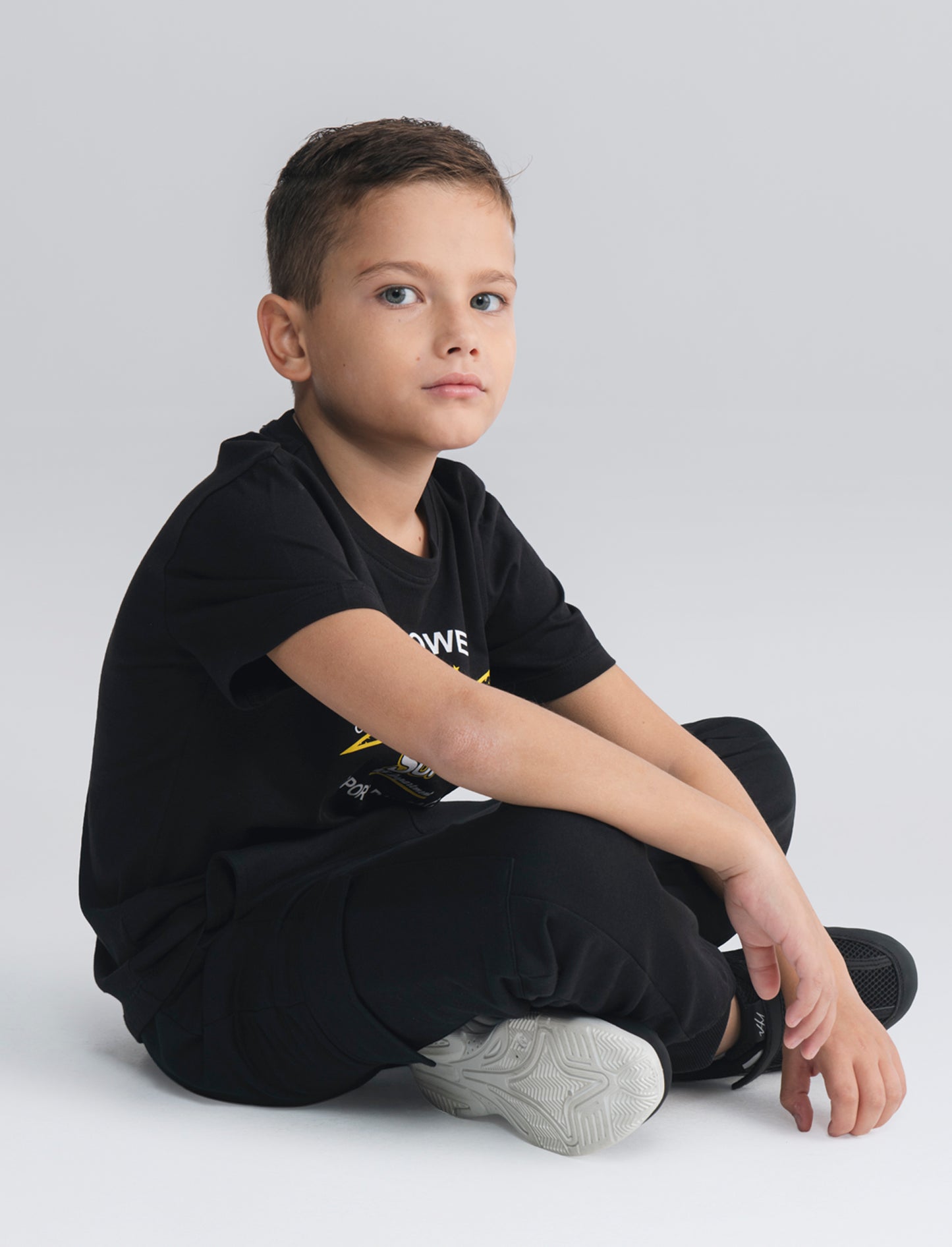 Summer cotton jersey T-shirt with print - Black