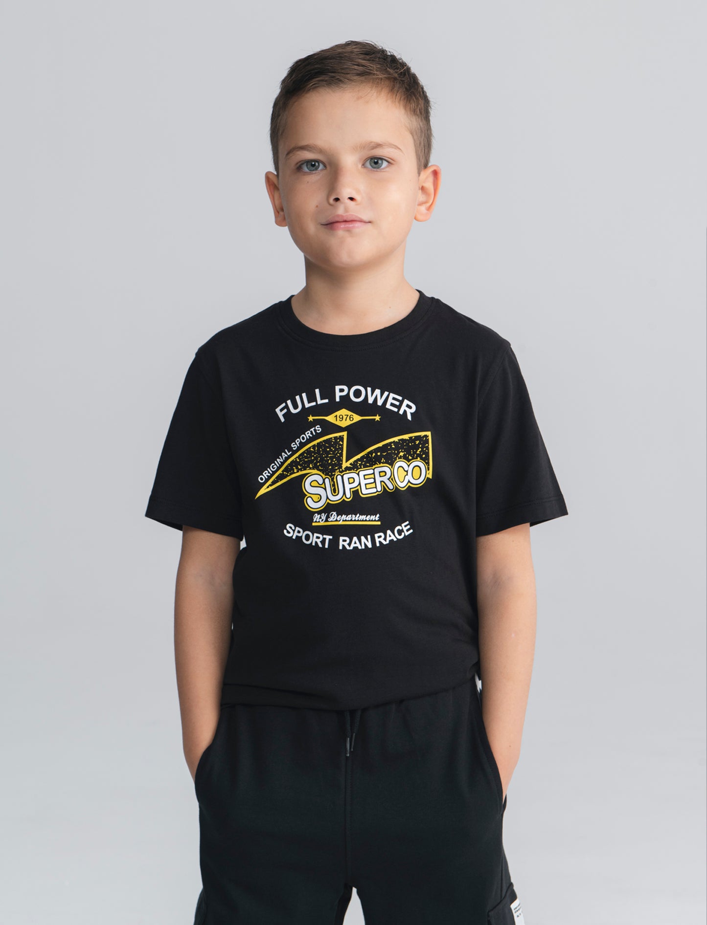 Summer cotton jersey T-shirt with print - Black