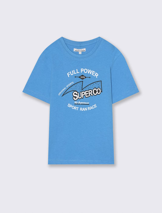 Summer cotton jersey T-shirt with print - Blue