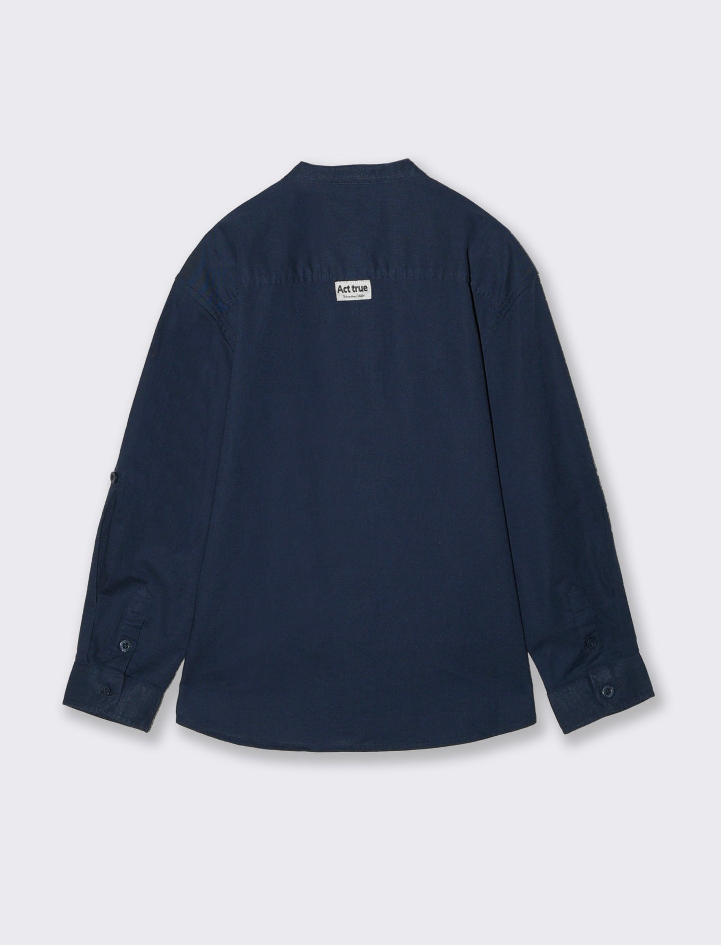 Long Sleeve Shirt with Korean Collar - Blue