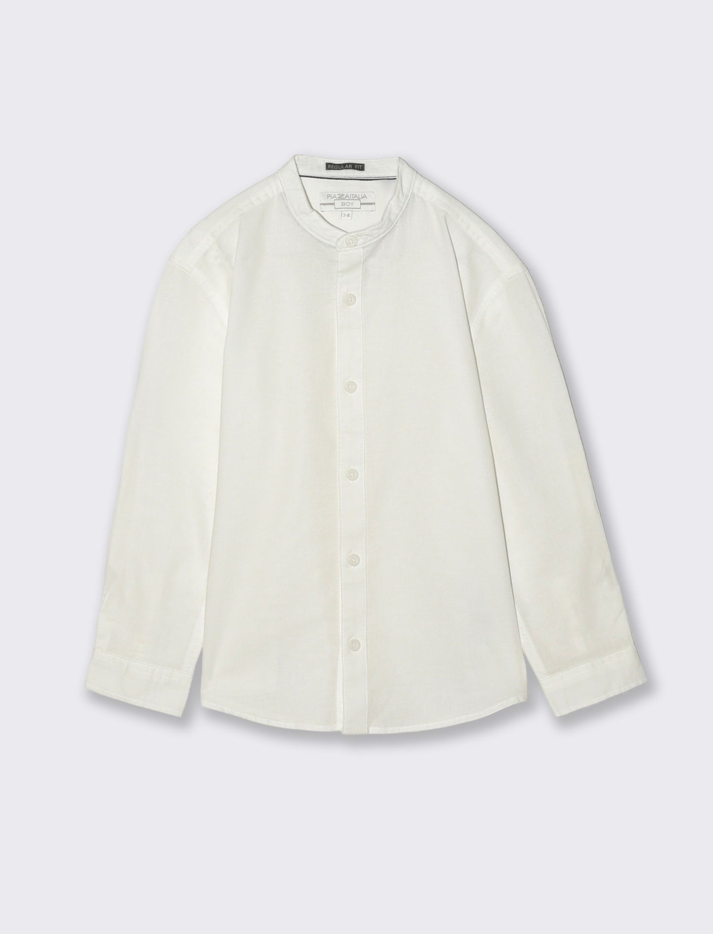 Long Sleeve Shirt with Korean Collar - White