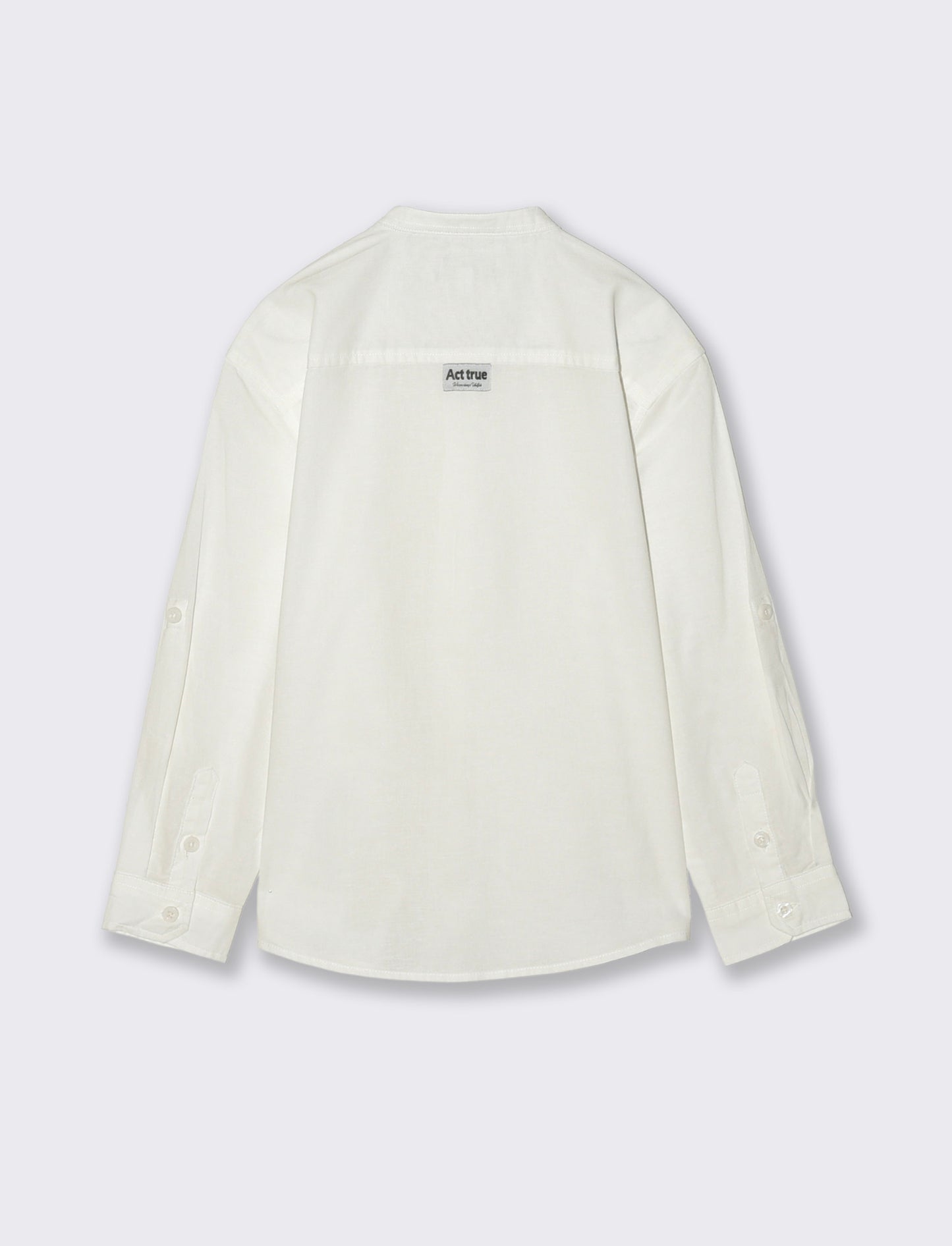 Long Sleeve Shirt with Korean Collar - White