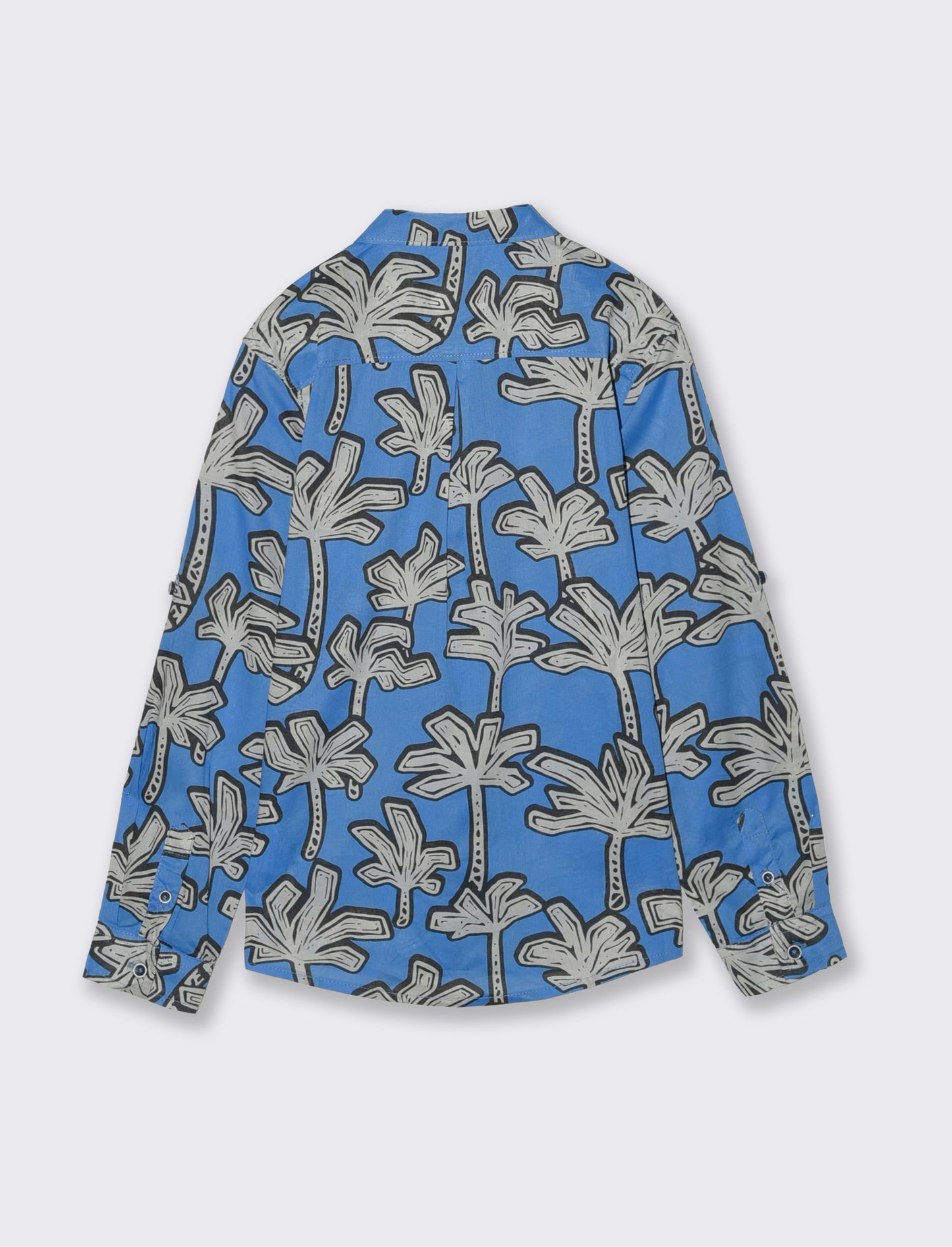 Camicia in cotone con fantasia casual - Blu oceano