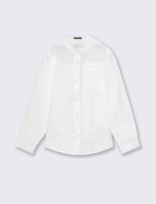 Camicia in cotone con taschino elegante - Bianco